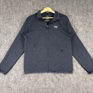 LL Bean Jacket Mens S Navy Full Zip Fleece Logo Outdoor Casual Pockets